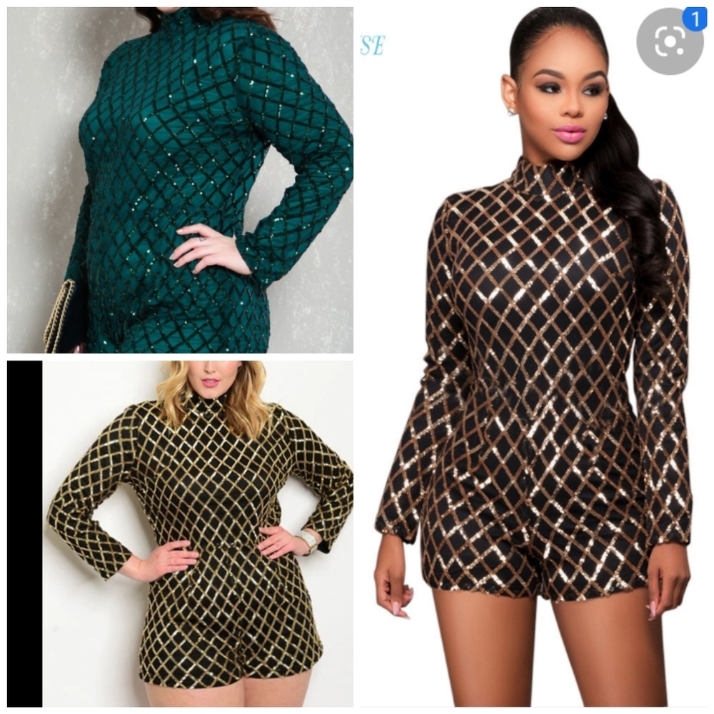 Plus size sequin romper